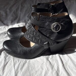 Miz Mooz Black Heeled Ankle Boots